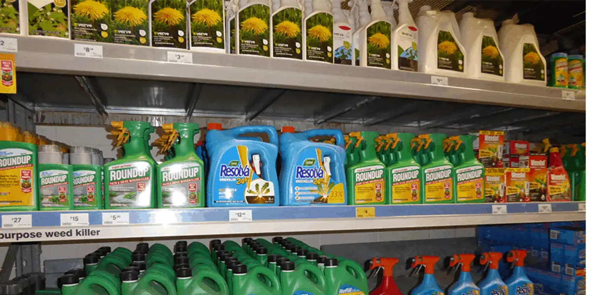 Professional Weed killers on a shop shelf - guide to weed killers
